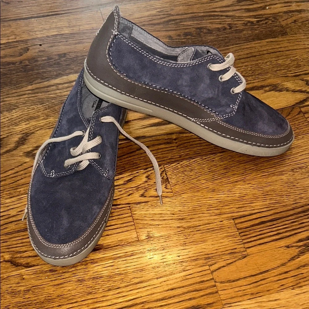 Clarks Collection Cushion Plus Navy Suede Casual Oxford Shoes Men’s Size 12